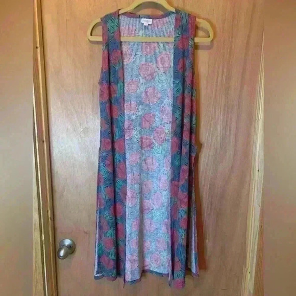 Lularoe Women’s Size  XS Sleevless Open Front Floral Print Vest - Picture 1 of 16